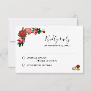 Cartão RSVP Rosas Floral Garland Flower Casamento