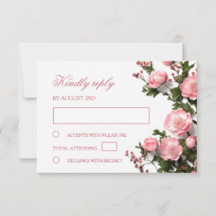 Cartão RSVP Rosas Flores Silvestres Casamento 3D