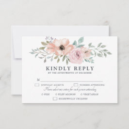 Cartão RSVP Rosas Rosa Dusty Sangue Floral no Meio do Verão