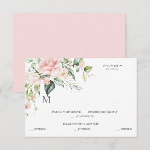 Cartão RSVP Rosas Rosa Eucalyptus Seleção das Refeições Ro