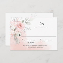 Cartão RSVP Rosas rosa-Pastel Lavagem a aquarela cor-de-rosa-p