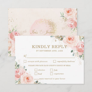 Cartão RSVP Rosas Rosa-Rosa-Blush-Chic Elegantes Refeição De C