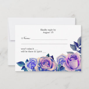 Cartão RSVP Rosas roxas e azuis reposta floral