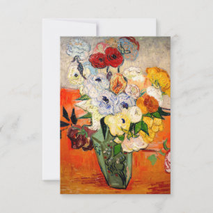 Cartão RSVP Rosas Van Gogh e Anemones