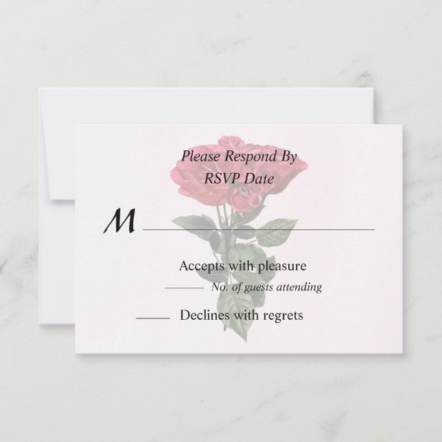 Cartão RSVP Rosas Vermelhas e Folhas (Frente)