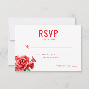 Cartão RSVP Rosas Vermelhas Elegantes