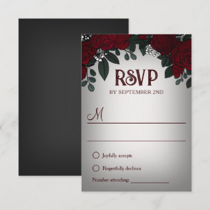 Cartão RSVP Rosas Vermelhas Respiração de Bebê Casamento Roman