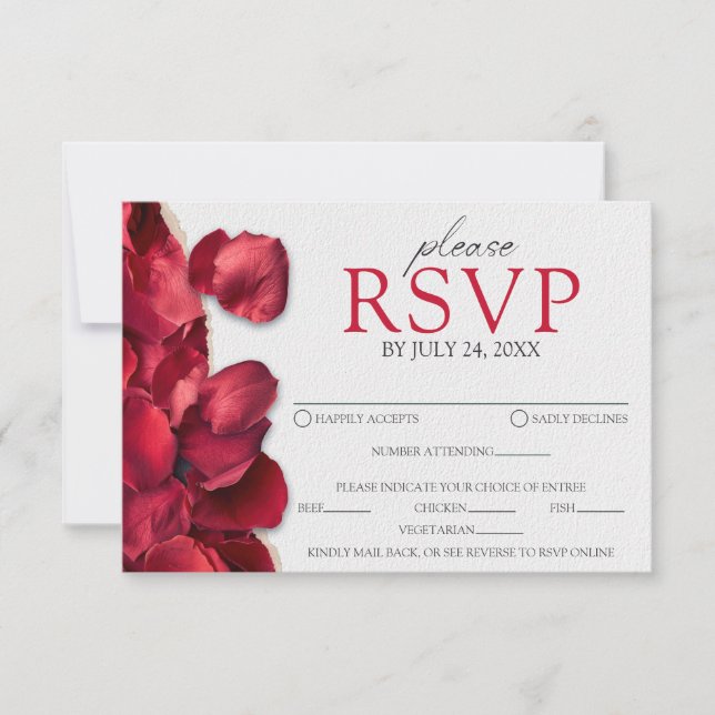 Cartão RSVP Rose Petals  Response Card (Frente)