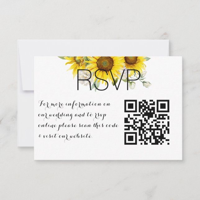 Cartão RSVP Rose sunflower QR photo wedding Response Card (Frente)