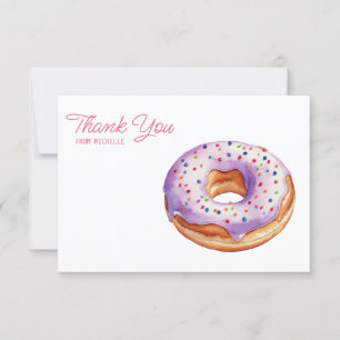 Cartão RSVP Rosquinha Personalizada De Aquarelas Obrigado Cart
