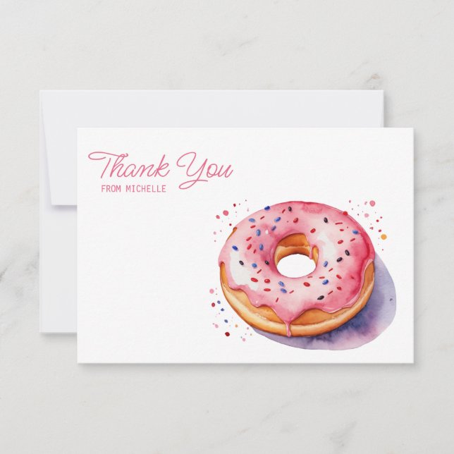 Cartão RSVP Rosquinha Personalizada De Aquarelas Obrigado Cart (Frente)