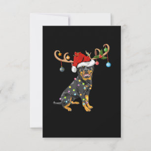 Cartão RSVP Rottweiler Gift Santas Reindeer Rottweiler