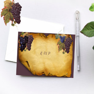 Cartão RSVP Rótulo Rustic Grunge Uvas Vineyard    WeddingRSVP