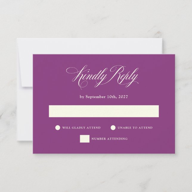 Cartão RSVP Roxo de ameixa | Casamento Elegance Italiano (Frente)