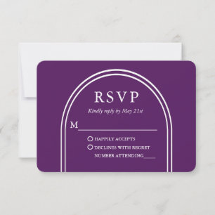 Cartão RSVP Roxo de Casamento por Arca Na moda moderna