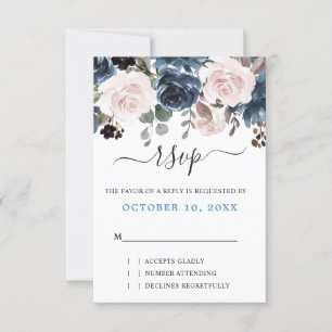 Cartão RSVP Roxo Empoeirado Bege Rosa Floral Botânico Casament