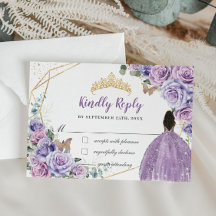 Roxo Lilac Floral Brown Girl Quinceañera