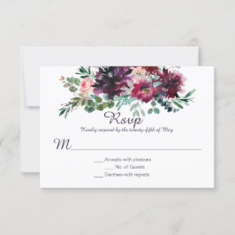Cartão RSVP Roxo Malva Rosa Ameixa Vermelho Violeta Folhagem R
