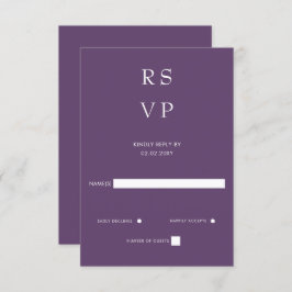 Cartão RSVP Roxo Moderno Mínimo Elegante Simples