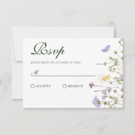 Cartão RSVP Roxo Russo Flores Selvagens