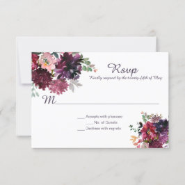 Cartão RSVP Roxo Violeta Ameixa Rosa Malva Vermelho Folhagem R