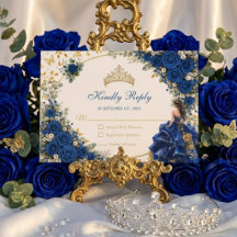 Royal Blue Golden Butterfly Quinceañera 