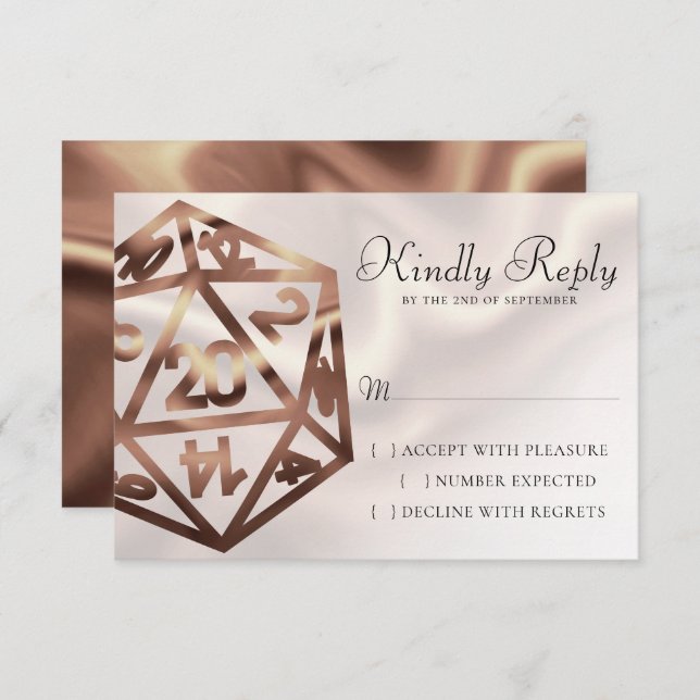 Cartão RSVP RPG Dice | Copper Fantasy Retro Tabletop PnP Gamer (Frente/Verso)