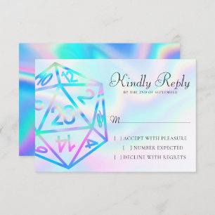 Cartão RSVP RPG Dice   Holo Fantasy Retro Tabletop PnP Gamer