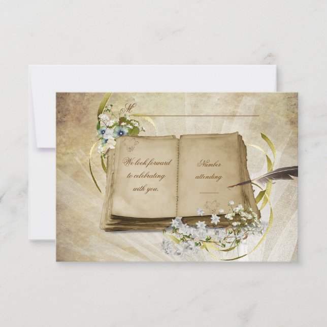 Cartão RSVP RSVP- Antigo Livro de Casamento (Frente)