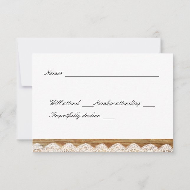 Cartão RSVP Rsvp: Lace De Girassol De Madeira (Frente)