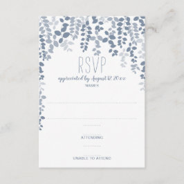 Cartão RSVP RSVP/Resposta de Casamento Floral Russo (Azul Dust