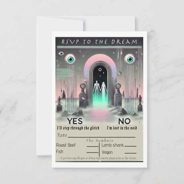 Cartão RSVP 🌌 "RSVP to Dream: Weirdcore Wedding Card" 🌌 (Frente)