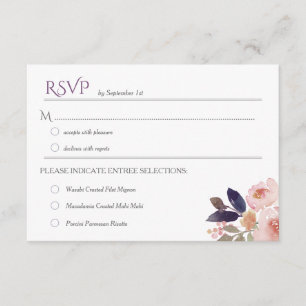 Cartão RSVP RSVPs de Casamento de Aquarela de Lavanda Rosa-Pês