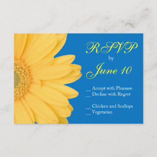 Cartão RSVP RSVPs de Casamento de Gerber Daisy Amarelo e Azul