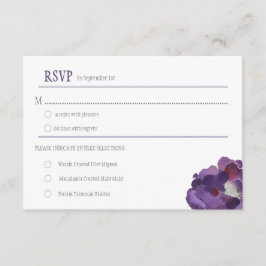 Cartão RSVP RSVPs de Flores de Água Púrpura e Silver