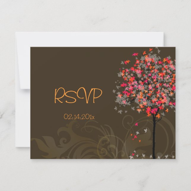 Cartão RSVP RSVPs do casamento de outono da Maple Tree exigem  (Frente)