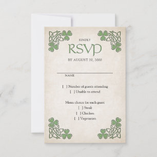 Cartão RSVP Rua irlandesa. Casamento de Patrick