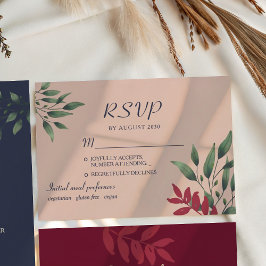 Cartão RSVP Rubor Borgonha Casamento de Outono