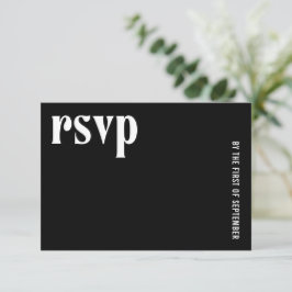 Cartão RSVP Ruby Black Modern Wedding