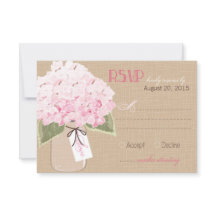 Cartão RSVP Russo Hydrangea Jar Burlap