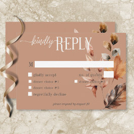 Cartão RSVP Rust Creme Russo e Brown Fall Janta Floral