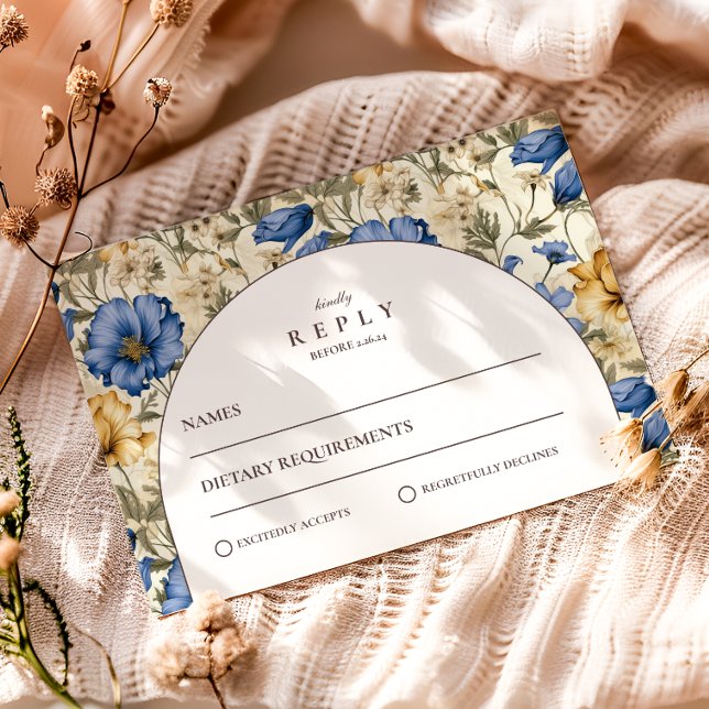 Cartão RSVP Rustic Autumn Botanical Wedding (Criador carregado)