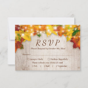 Cartão RSVP Rustic Autumn Deixa As Luzes De Corda De Cordas RS