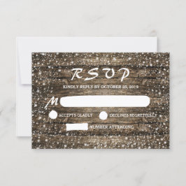 Cartão RSVP Rustic Barn Wood Snowflakes Casamento no inverno R
