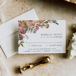 Cartão RSVP Rustic Bloom Watercolor Floral Wedding Meal Choice