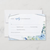 Rustic BLue Flores Silver Frame Casamento Geométri