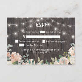 Cartão RSVP Rustic Bohemian String Lights Floral Casamento RSV