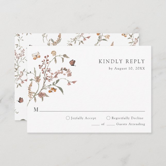 Cartão RSVP Rustic Boho (Frente/Verso)