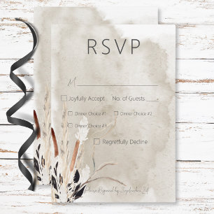 Cartão RSVP Rustic Boho Buquê Modern Três Jantas