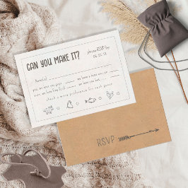 Cartão RSVP Rustic Boho Casual Funny Wedding ID1109